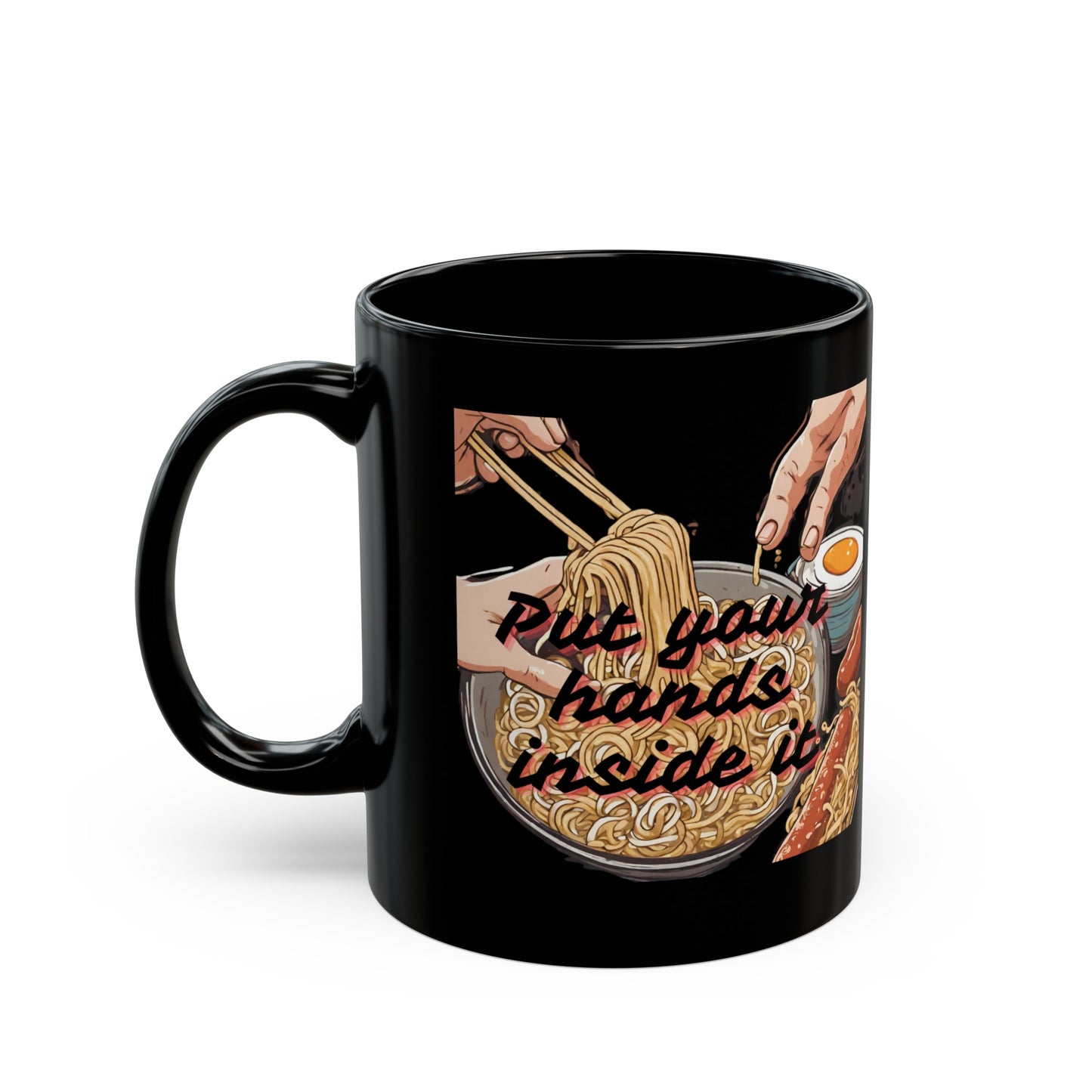 Hands Inside Black Mug 11oz