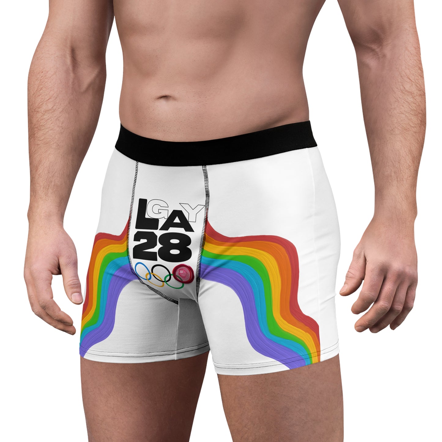 Boxer Briefs — 'Gay 28' Rainbow Pride Olympic Rings Graphic