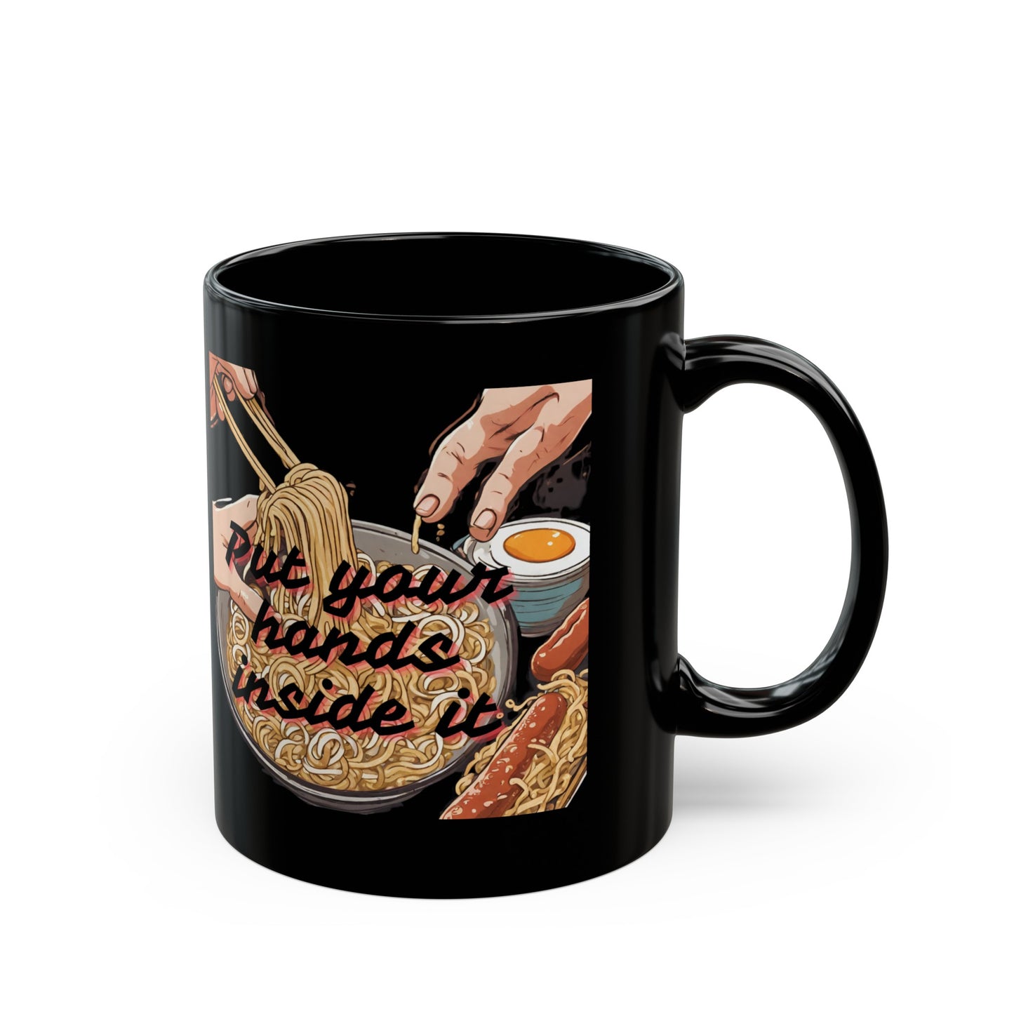 Hands Inside Black Mug 11oz