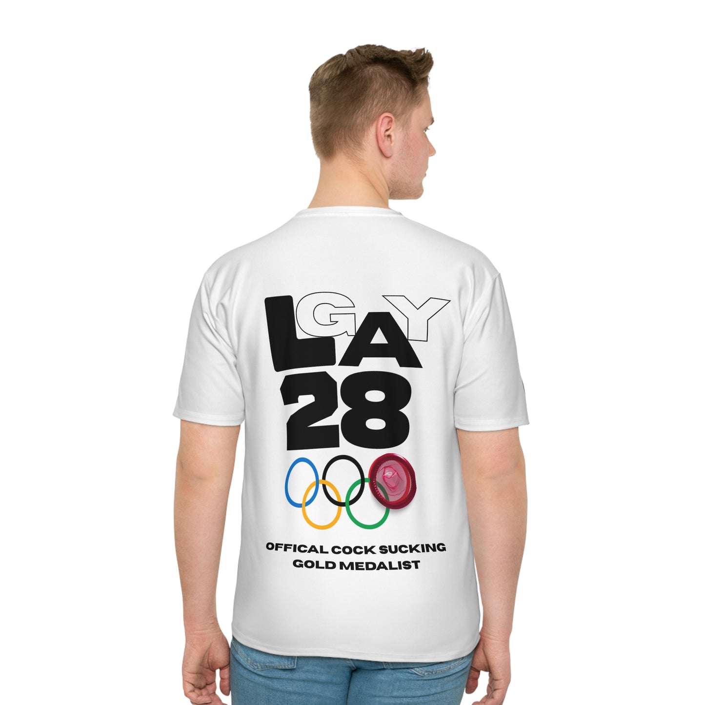 Men's Graphic T-Shirt — 'Rotten Mugs' Olympic Rings Design (LA 28, Explicit Humor)