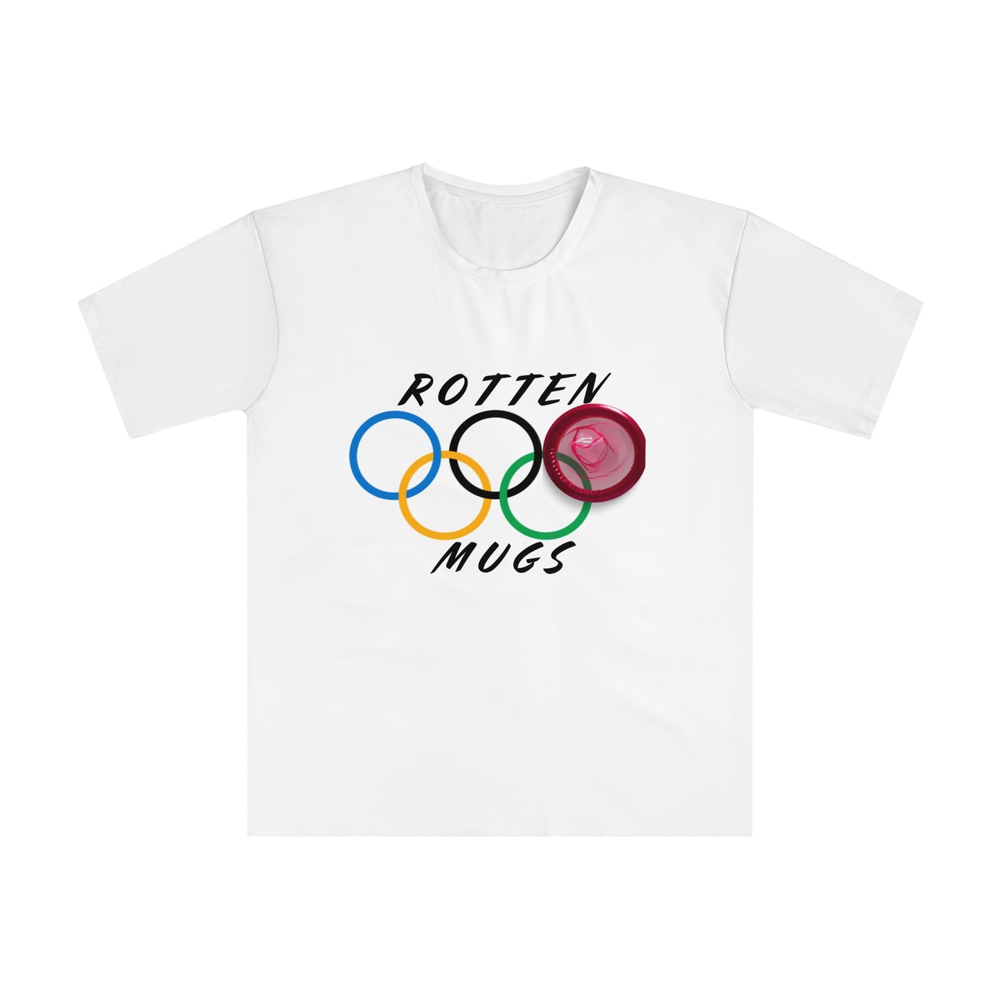 Men's Graphic T-Shirt — 'Rotten Mugs' Olympic Rings Design (LA 28, Explicit Humor)