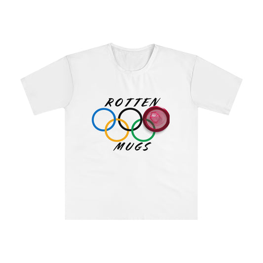 Men's Graphic T-Shirt — 'Rotten Mugs' Olympic Rings Design (LA 28, Explicit Humor)