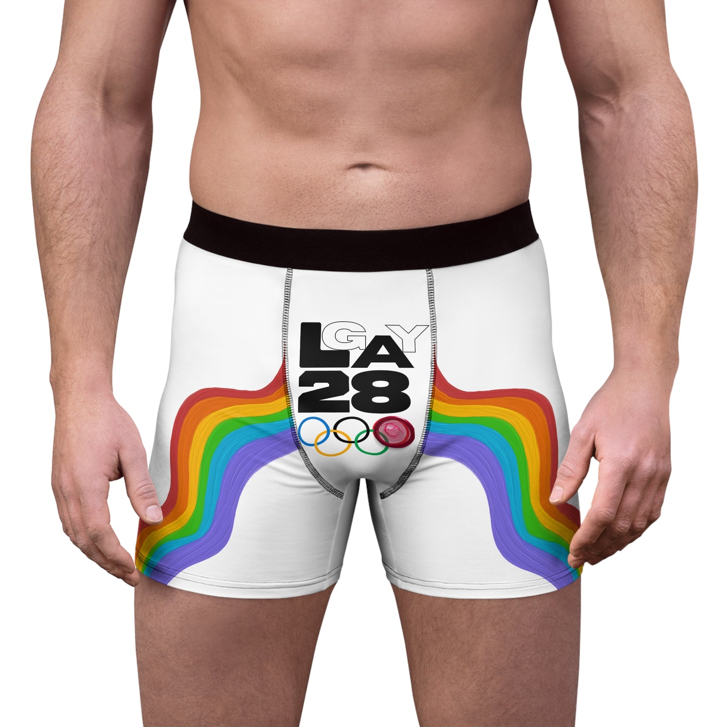 Boxer Briefs — 'Gay 28' Rainbow Pride Olympic Rings Graphic