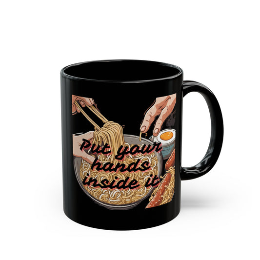 Hands Inside Black Mug 11oz