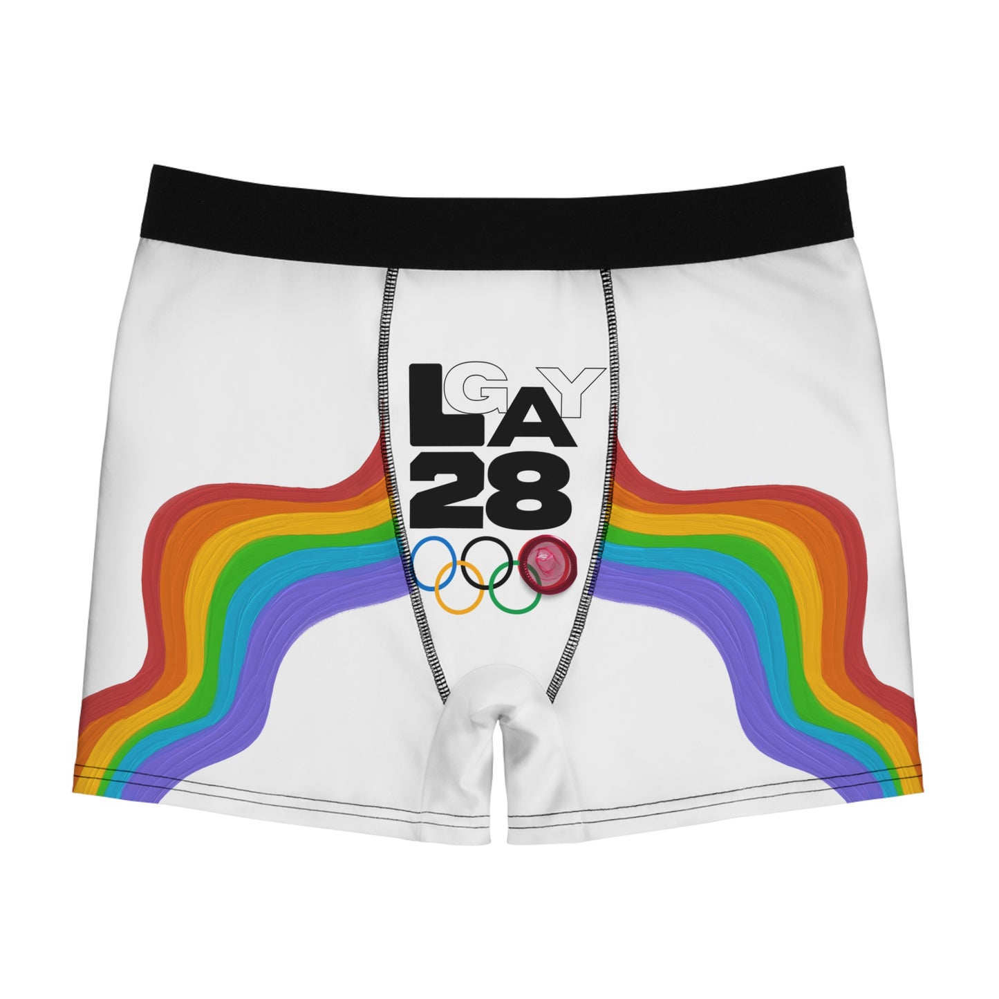 Boxer Briefs — 'Gay 28' Rainbow Pride Olympic Rings Graphic